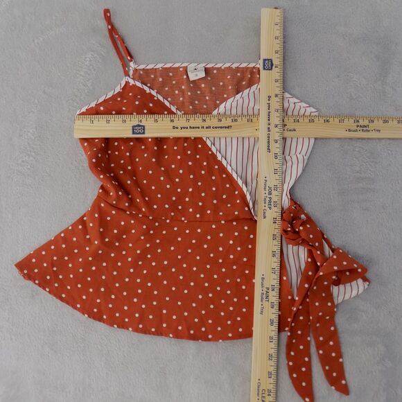 Paper Crane Babydoll Top Small Spaghetti Strap Patchwork Rust (BUNDLE PRICE $6) - Picture 4 of 5